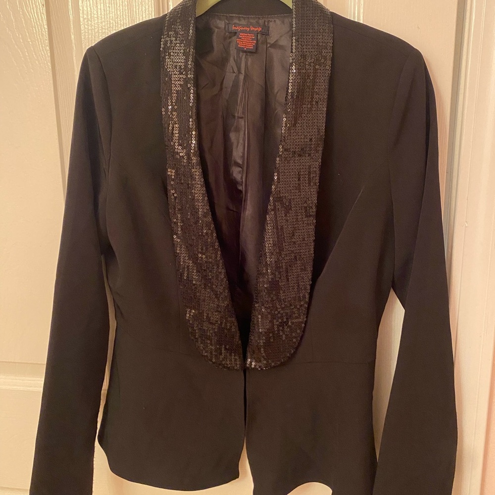 Imaginary Voyage Black Blazer with Sequin Trim